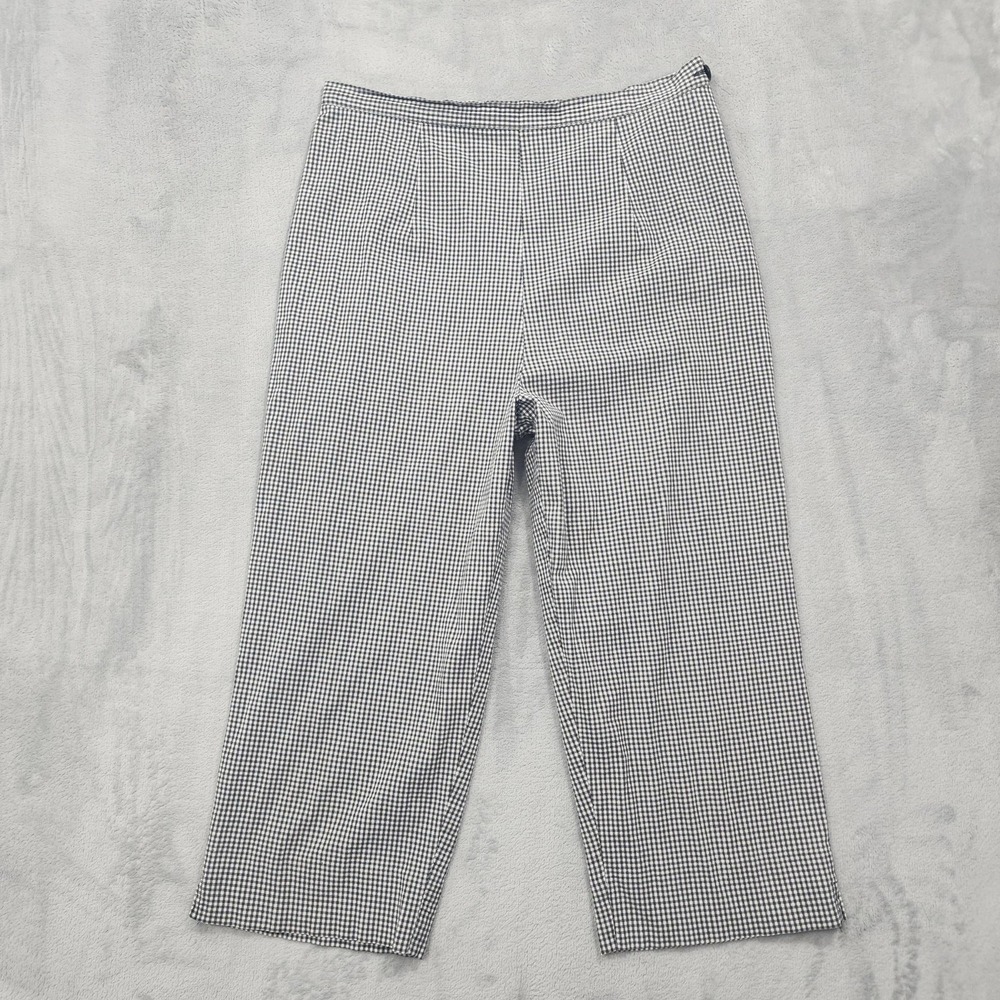 Vintage Jennifer Moore Pants Womens 8 Black White Check Pedal Pusher Capri Crop